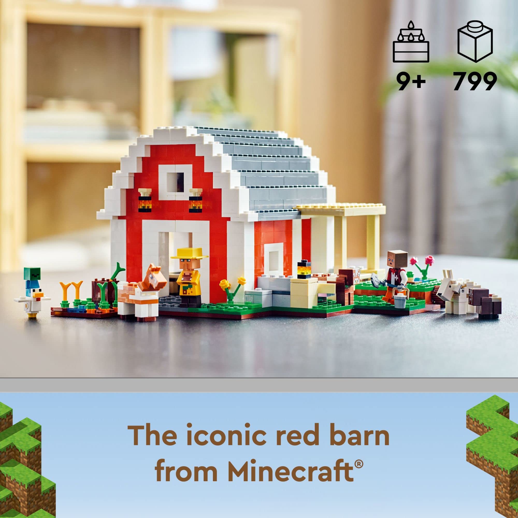LEGO Minecraft The Red Barn 21187 Building Toy Set for Kids Ages 9+ (799 Pieces) - Creative Construction Play for Boys and Girls - Perfect for Minecraft Fans, Birthday Gifts & STEM Learning Activities