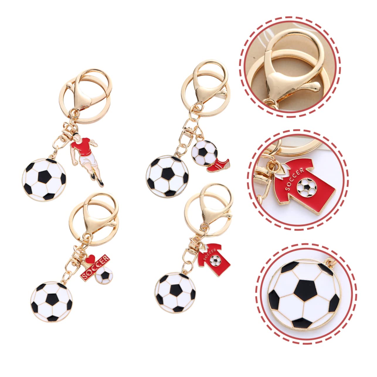 16 Pcs Football Keychain Set - Zinc Alloy Key Rings for Sports Fans & Gifts
