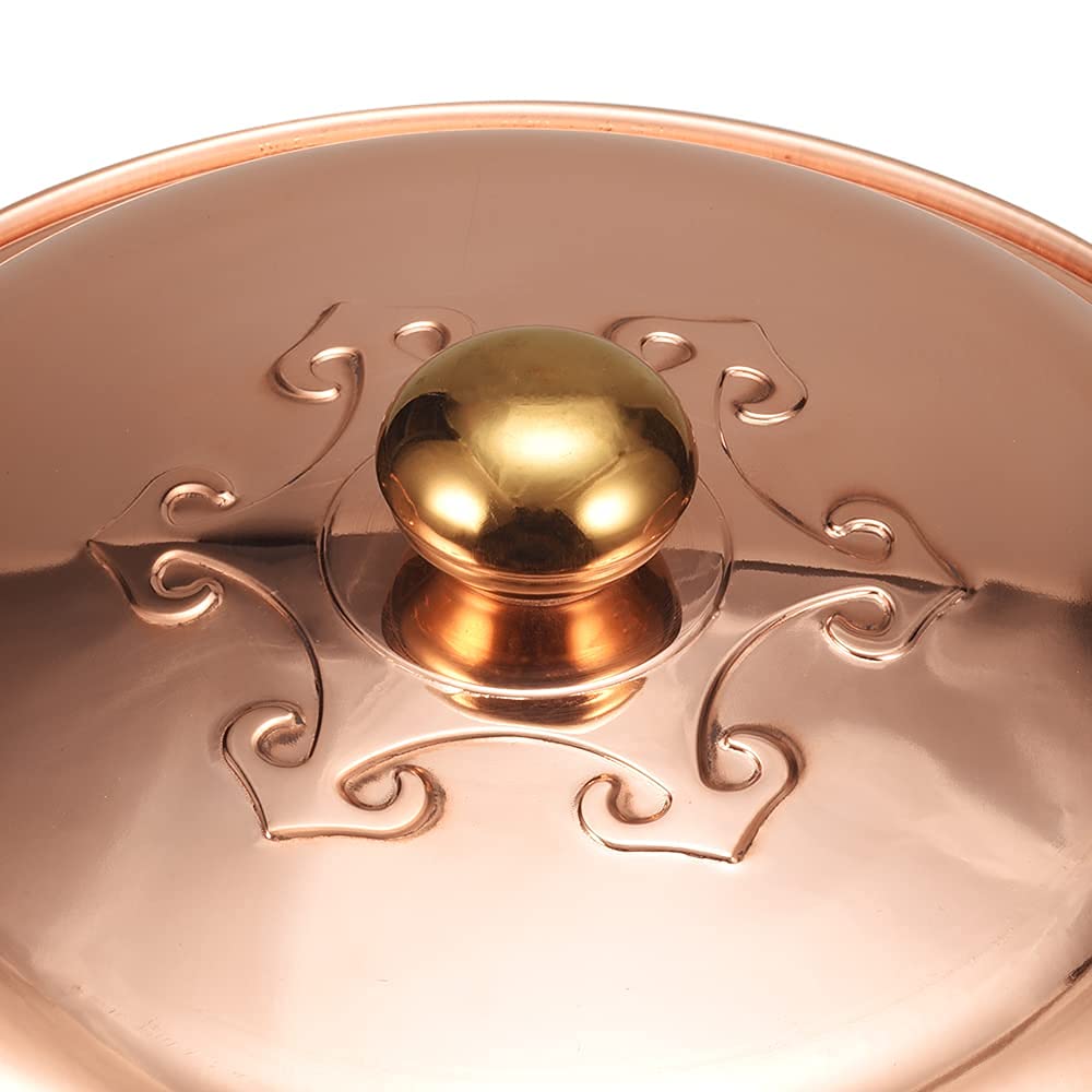 Handmade Pure Copper Goulash Kettle - 22cm Deep Thick Copper Stock Pot for Gas Stove | Perfect for Soups, Stews & Traditional Cooking