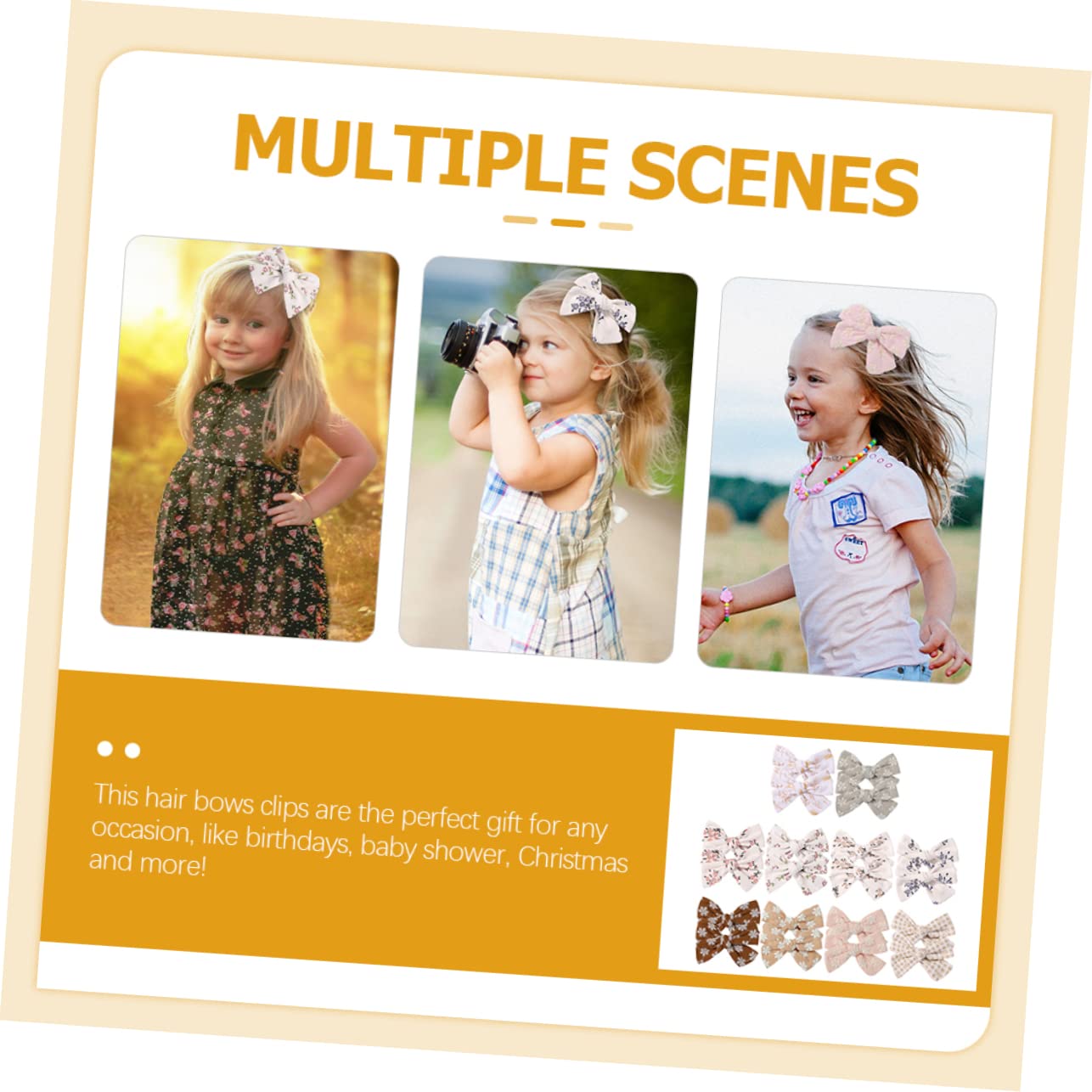 iFundom 5 Sets Floral Print Hair Bows for Girls - Baby Hair Ties, Bands & Clips (20pcs x 5) - Perfect for Parties, School & Photo Shoots