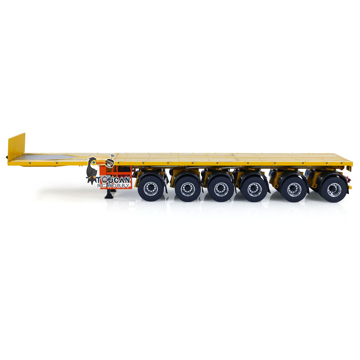 NOOXION 1/14 Scale 6-Axle Metal RC Flatbed Trailer for Remote Control Tractor Trucks - Heavy Duty DIY Model Car Parts for Hobbyists & Collectors - Perfect for RC Construction Scenes & Trucking Simulations