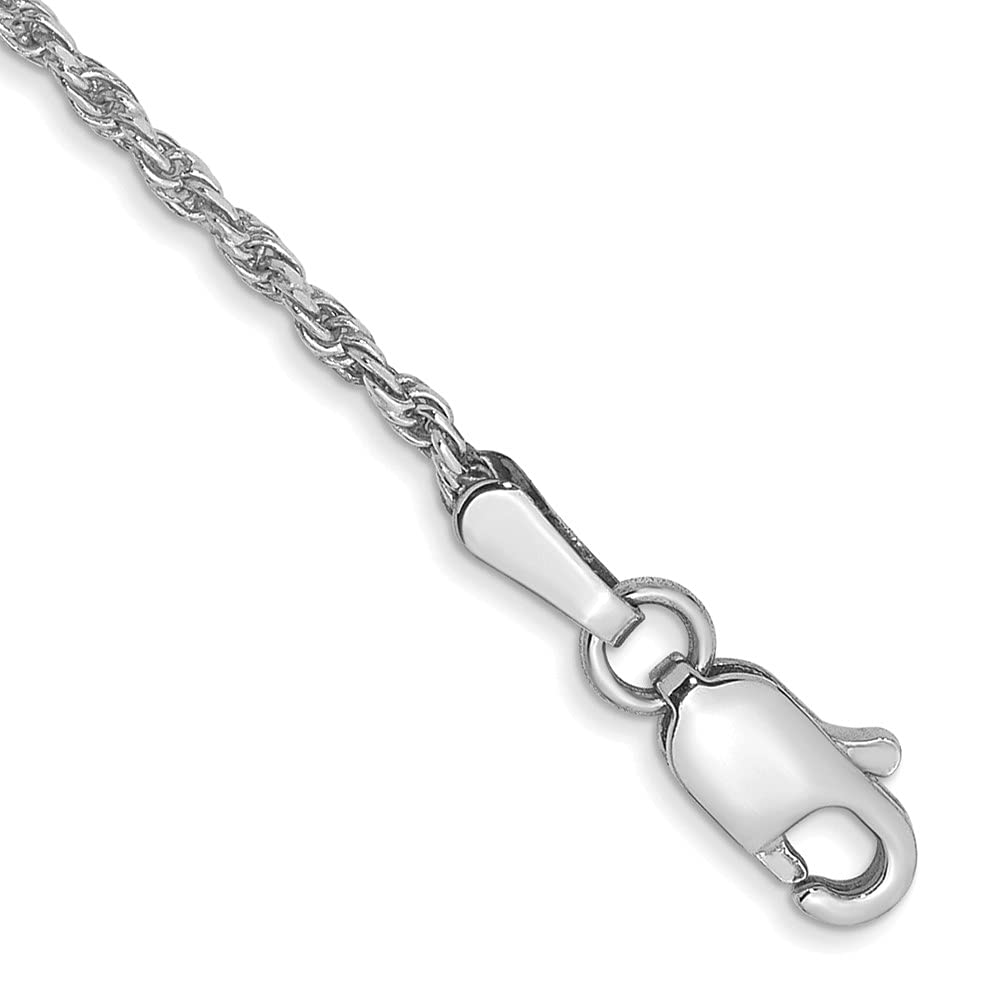 14K Solid White Gold 1.3mm Rope Chain Anklet - Dainty Summer Beach Ankle Bracelet for Women - Perfect for Vacation, Pool Party & Boho Fashion Accessories