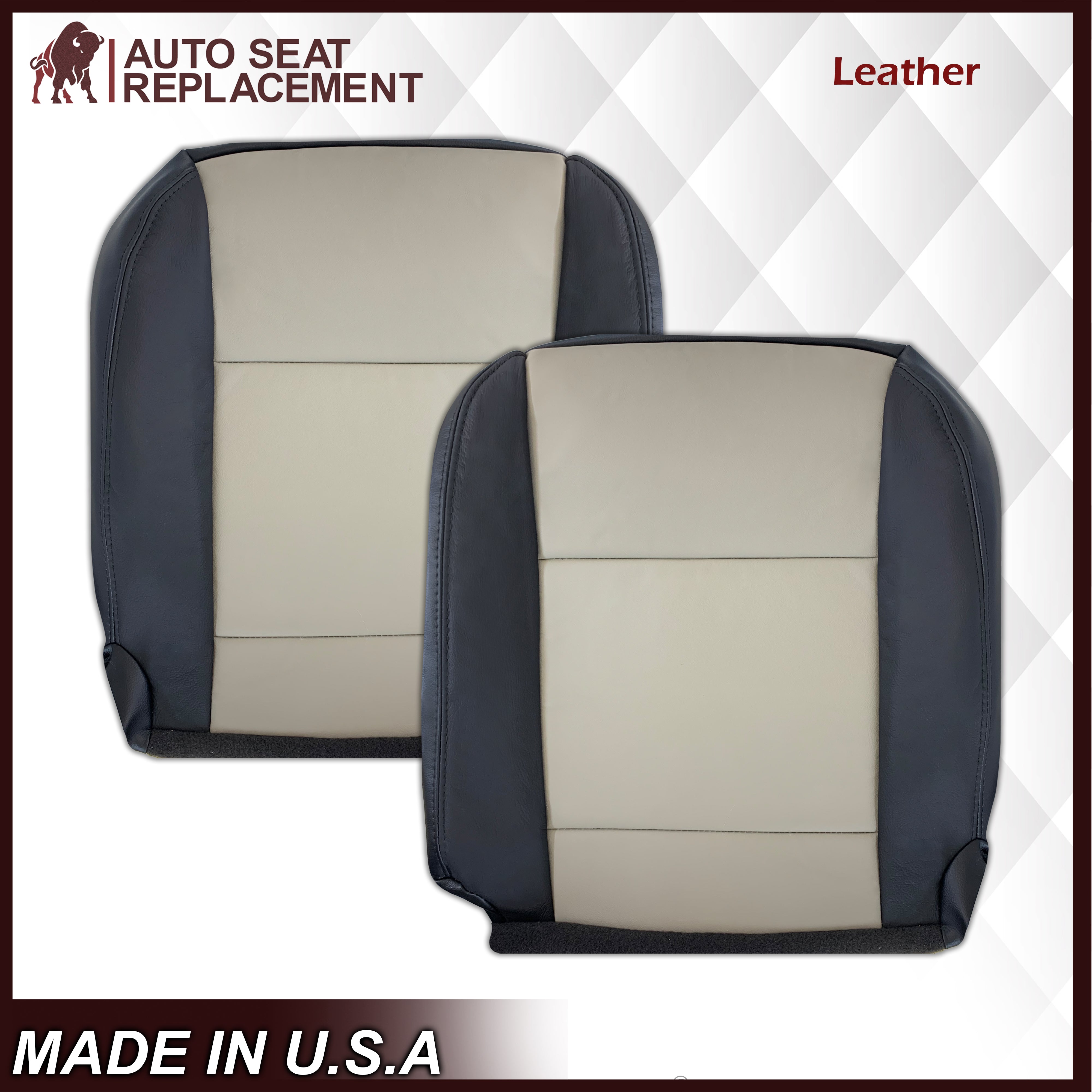 2007-2010 Ford Explorer Sport Trac Custom Seat Covers - Premium 2-Tone Black & Gray (Charcoal Black/Medium Light Stone) | Genuine Leather or Vinyl Options | Perfect for Road Trips & Off-Road Adventures