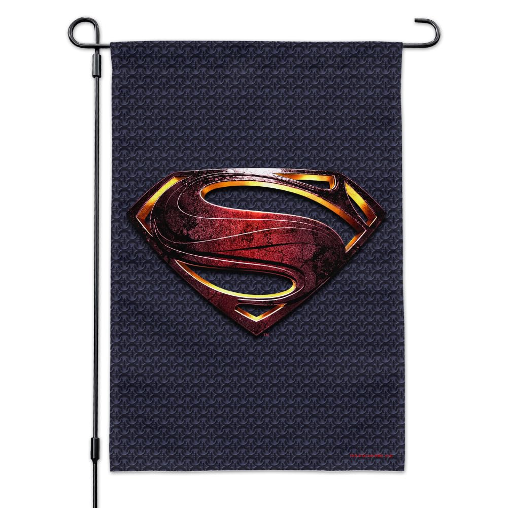 Justice League Superman Logo Garden Flag - DC Comics Superhero Outdoor Decoration for Yard, Lawn, and Patio - Perfect for Comic Fans and Home Decor