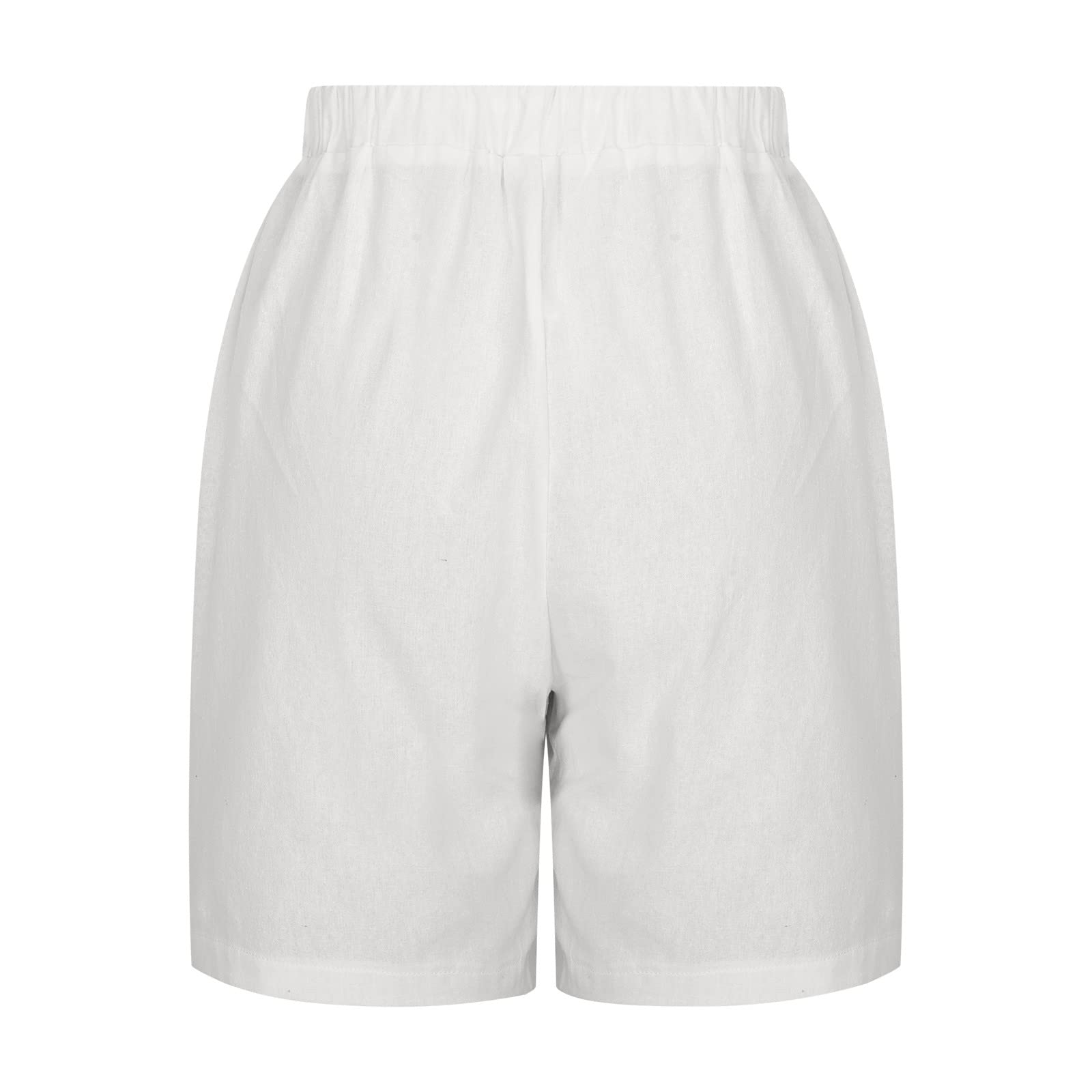 Women's Summer Linen Shorts - High Waist Wide Leg Beach Shorts with Pockets for Casual & Vacation Wear