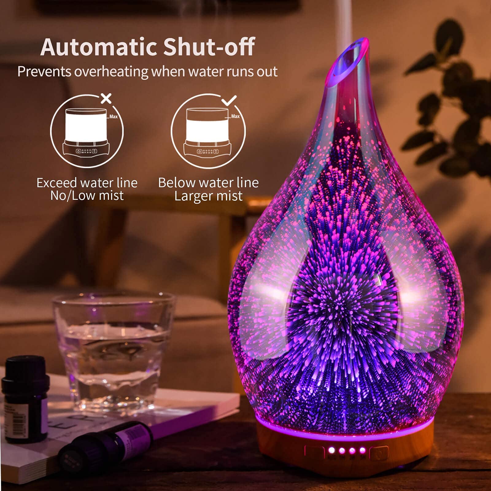 Proseme 280ml Rose Gold & Aroma Ultrasonic Humidifier with Essential Oil Diffuser - Remote Control Included - Perfect for Bedroom, Yoga Studio & Office Relaxation