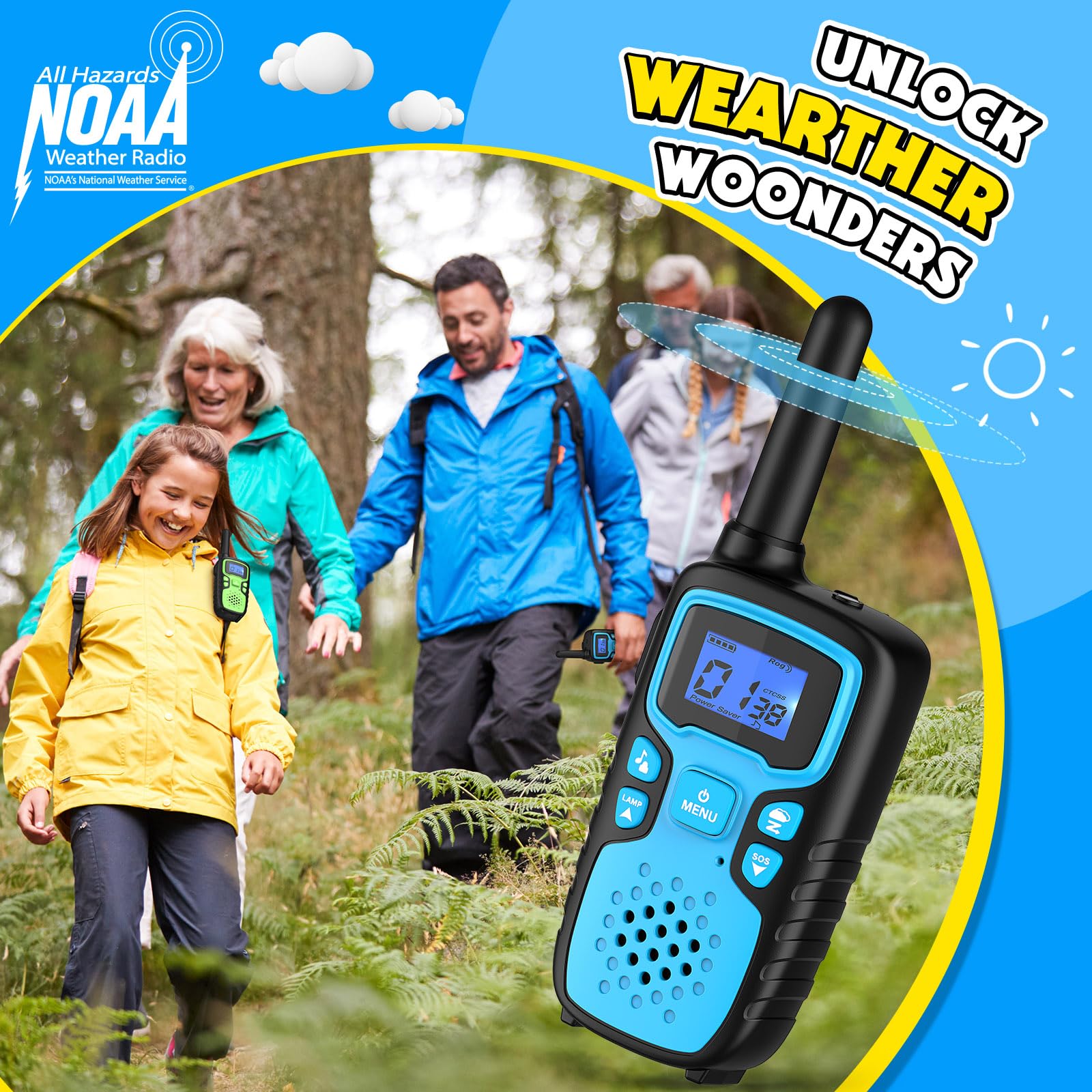 Wishouse 6 Pack Walkie Talkies for Adults and Kids - Long Range Rechargeable Two Way Radios for Camping, Hiking, Outdoor Adventures & Family Communication