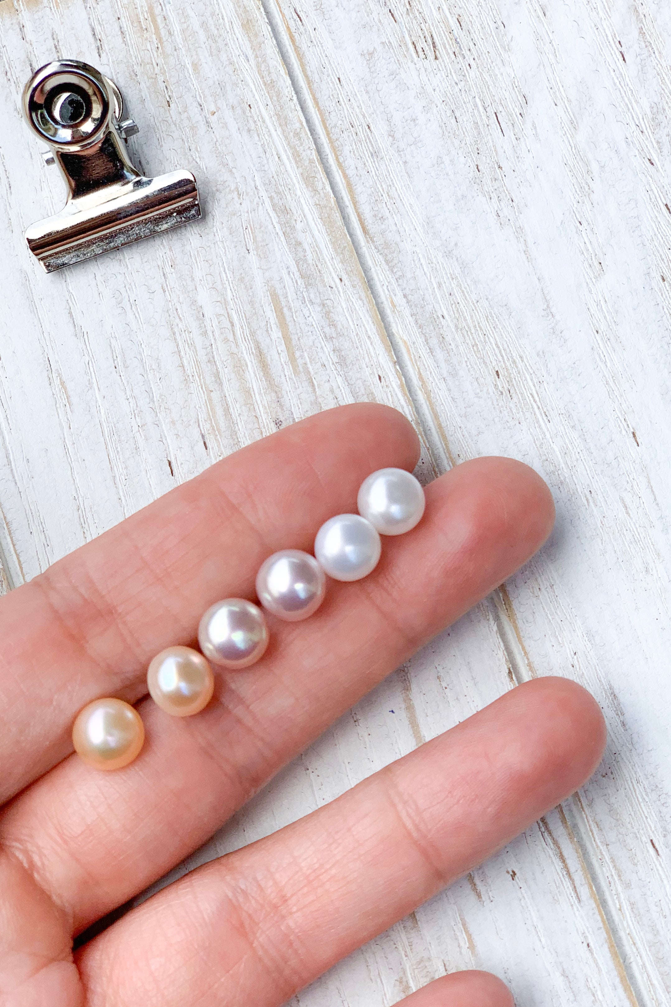 7mm Freshwater Pearl Stud Earrings for Women - Classic Round White Pearl Earrings - Bridal Party Gifts, Wedding Jewelry, Anniversary Present, Birthday Gift for Her