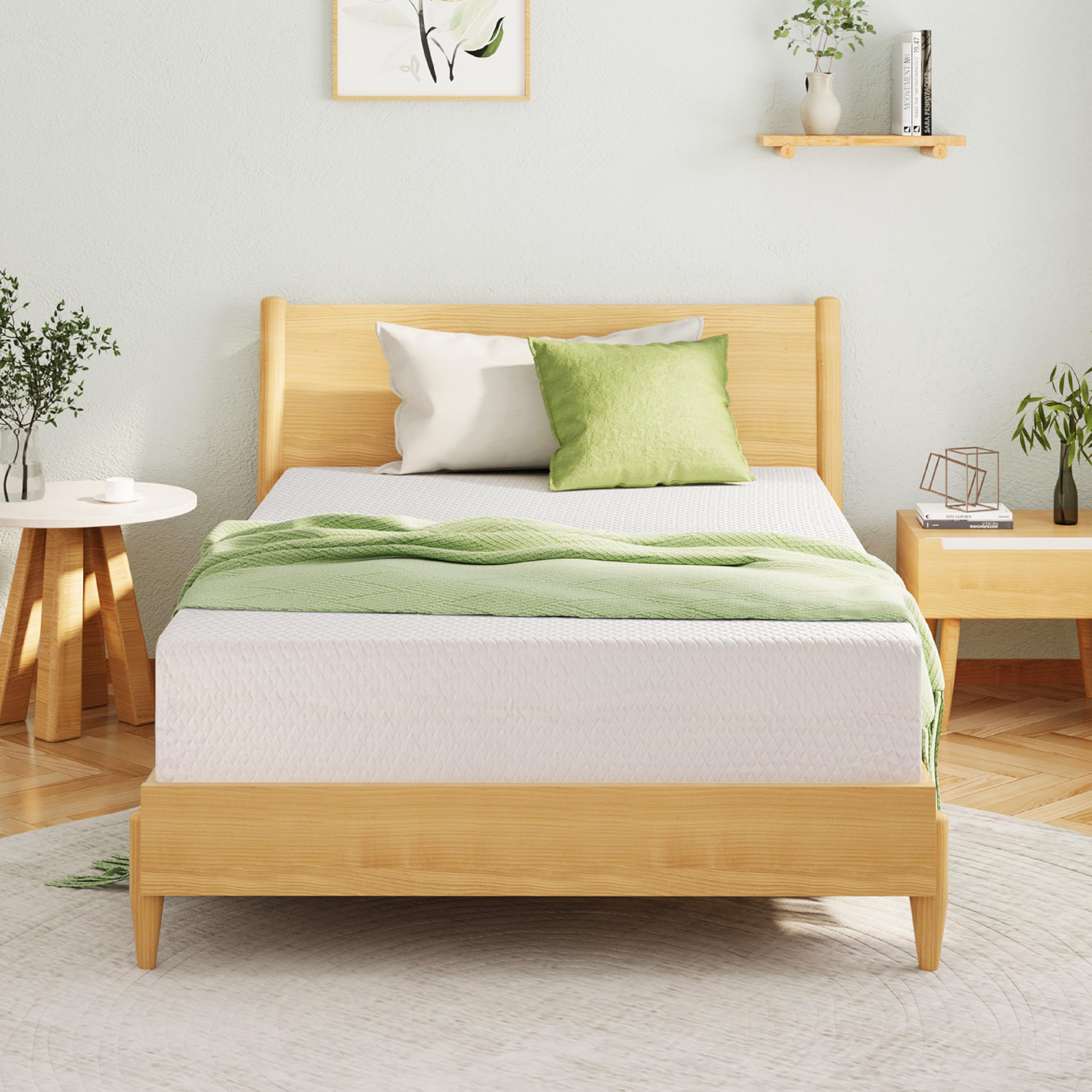 8 Inch Queen Memory Foam Mattress in a Box - Cooling Green Tea Gel Infused, Medium Firm Support for Pressure Relief, CertiPUR-US Certified (80