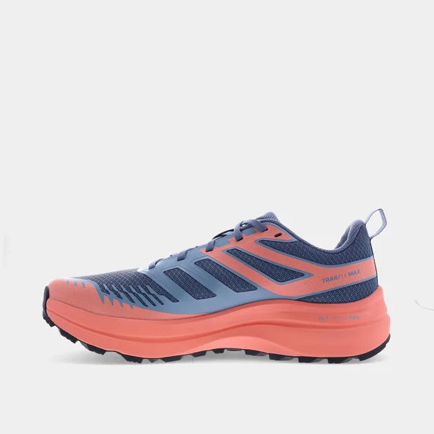 INOV8 Women's TrailFly Max Wide Trail Running Shoes - Blue Grey/Coral/Light Grey - Lightweight & Durable for Hiking, Trail Running & Outdoor Adventures