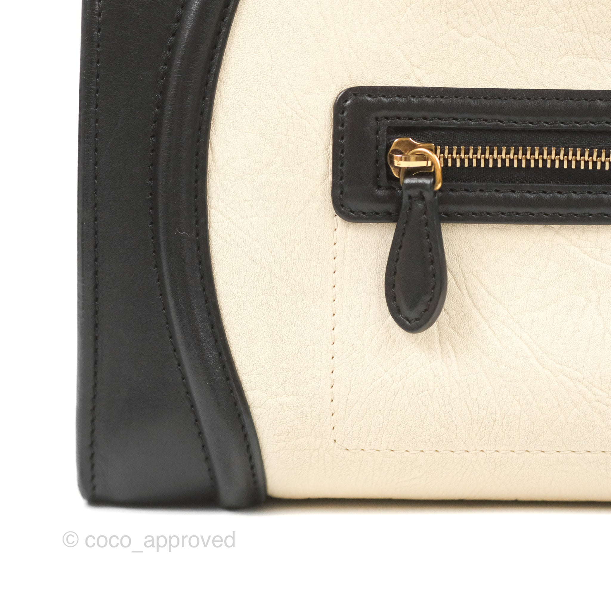 Celine Mini Luggage Bag in Black & White Aged Calfskin Leather - Perfect for Work, Travel & Everyday Luxury Handbag