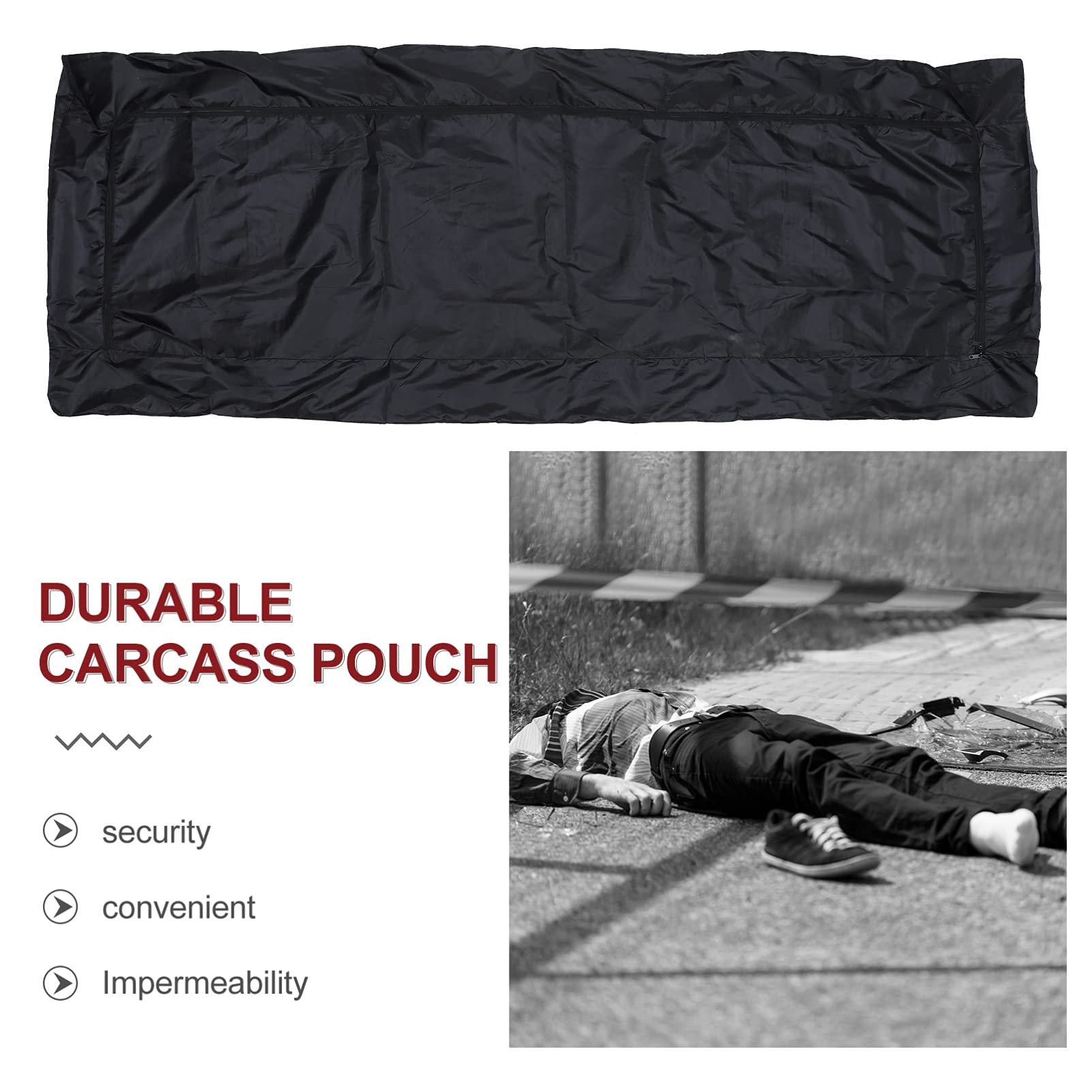 Baluue Heavy-Duty Black Windproof Cadaver Bag - Waterproof & Durable Body Storage for Funeral, Emergency, and Transport Use