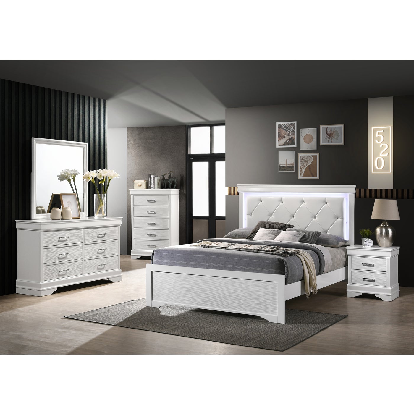 Brooklyn White Collection Nightstand - Modern Bedside Table with Drawer for Bedroom, Living Room & Office - Stylish Storage Solution for Home Decor
