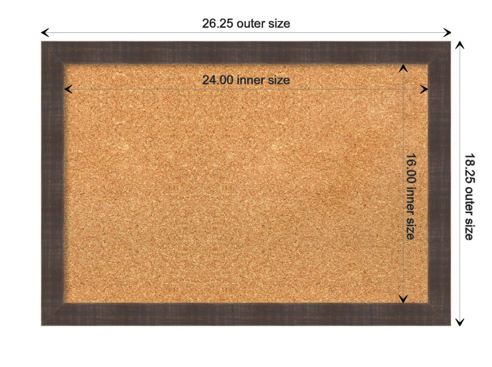 Amanti Art 18x26 Natural Cork Board with Brown Wood Frame - Rustic Farmhouse Pinboard for Office & Home Organization - Perfect for Vision Boards, Memo Displays & Wall Decor