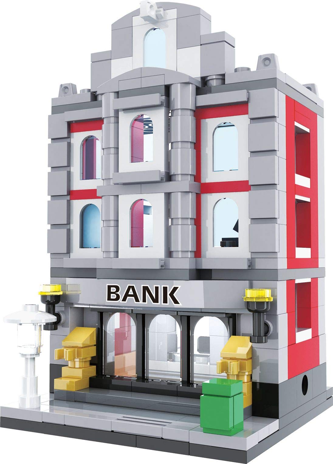 Exclusive Mini City Bank Building Set - 260 Pcs Custom Designed Model Compatible with LEGO & Major Brick Brands - Perfect for Creative Play, DIY City Scenes & Collector Displays