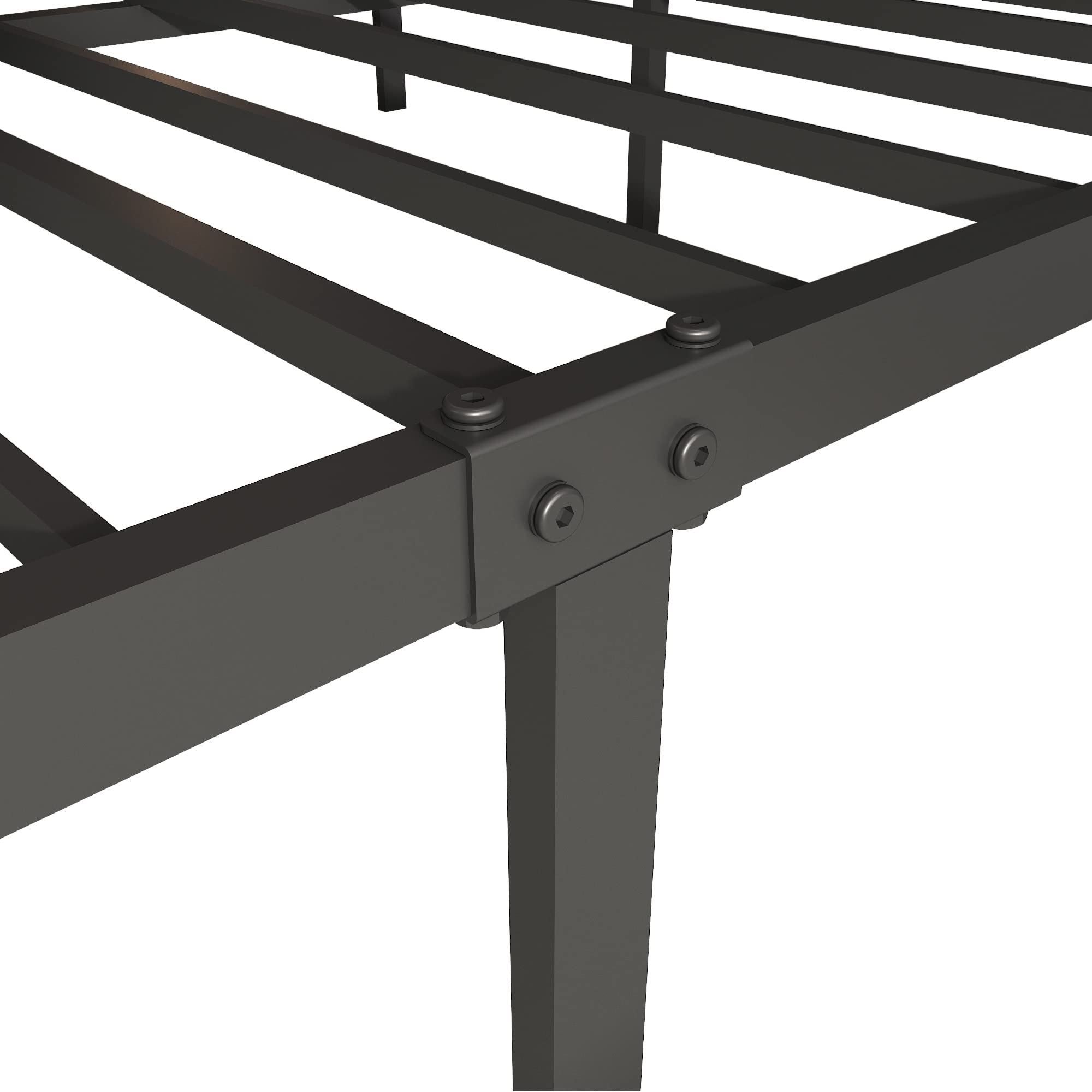 Queen Size Metal Bed Frame with Green Leathaire Headboard - Heavy Duty Steel Platform Bed with Reinforced Metal Slats, No Box Spring Needed - Modern Black Bed Frame for Master Bedroom, Guest Room & Dorm
