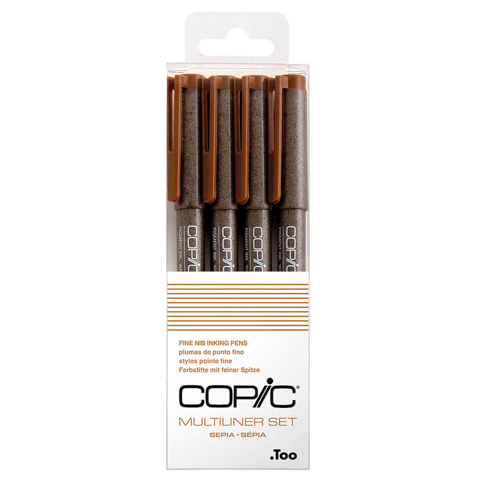 Copic MultiLiner 4-Piece Sepia Drawing Pen Set - Professional Sketching & Illustration Tools for Artists, Manga, Comics & Calligraphy
