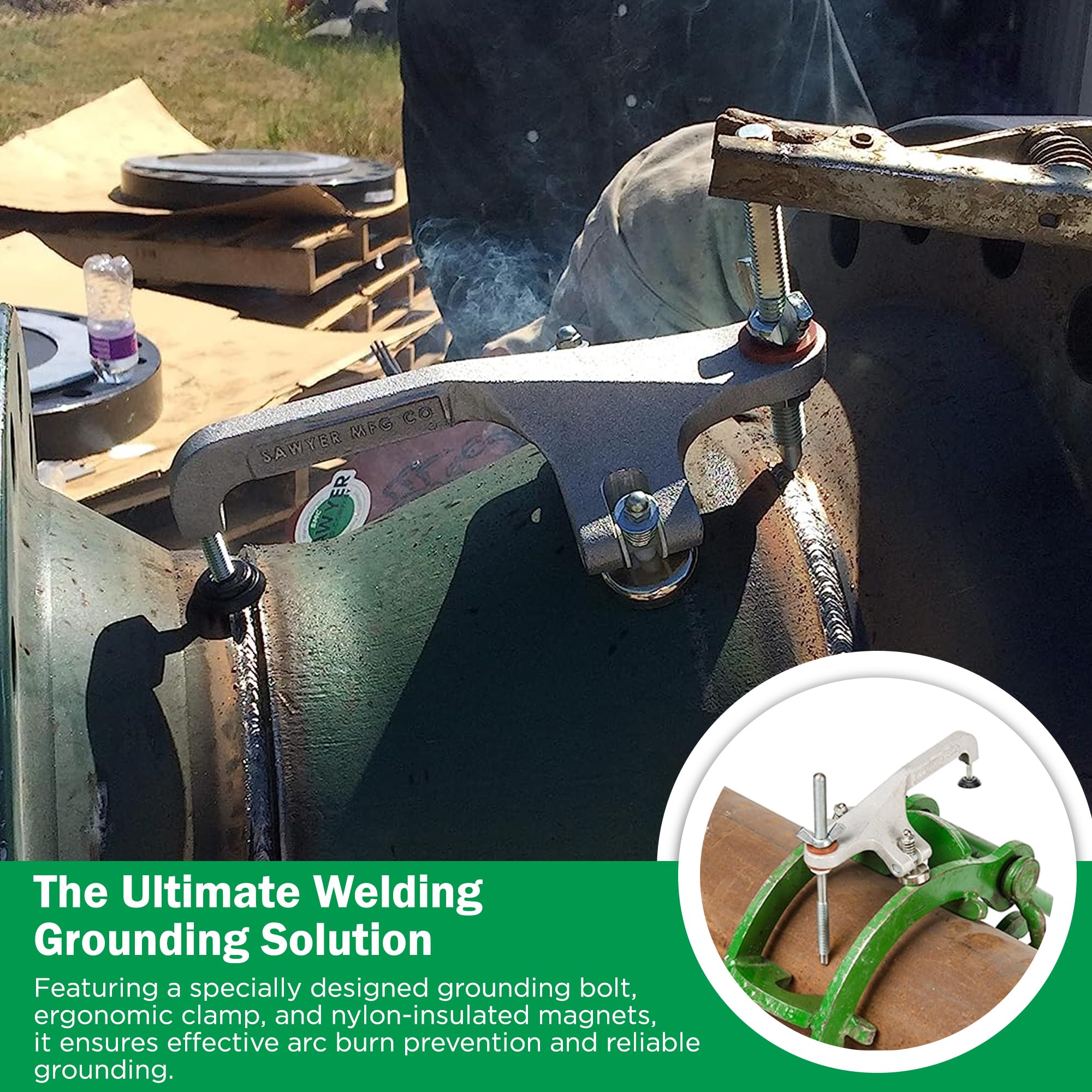 Welding Grasshopper - Heavy Duty Ground Clamp for Pipes & Metal Plates | Ergonomic Arc Welding Tool with Lightweight Design | Perfect for Construction, Automotive Repair & DIY Metal Projects