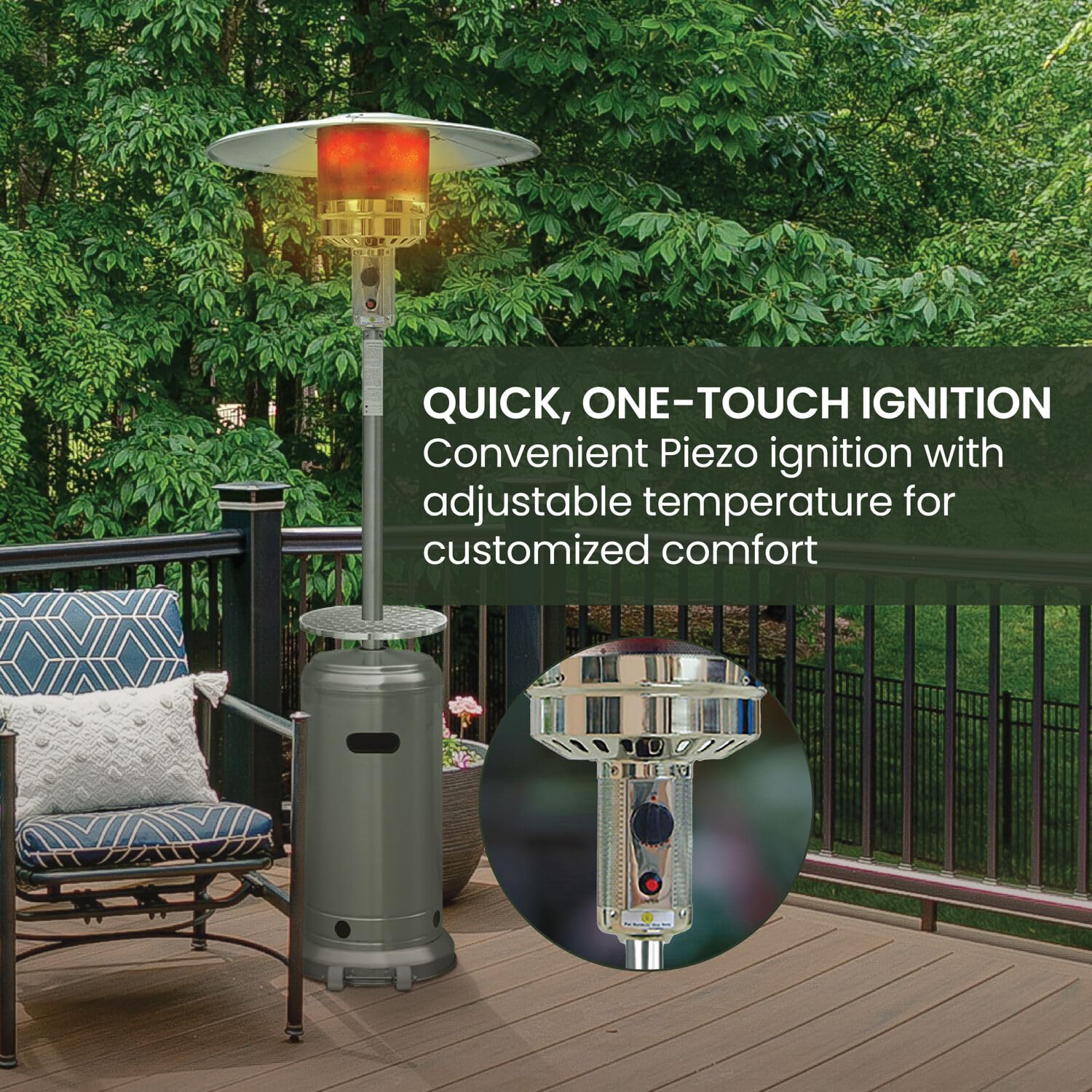 Hanover Outdoor 48,000 BTU 7-Foot Propane Patio Heater with Wheels - Portable Outdoor Heater Covers 26.5 Sq. Ft. for Patio, Porch, Deck, Backyard & Garden Gatherings