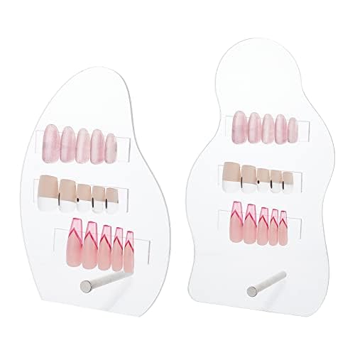PH PandaHall 2 Sets Acrylic Nail Art Display Board - 50pcs False Nail Tips Sample Stand for Nail Practice & Polish Display | Perfect for Nail Salon, Manicure Training & DIY Nail Art Design at Home