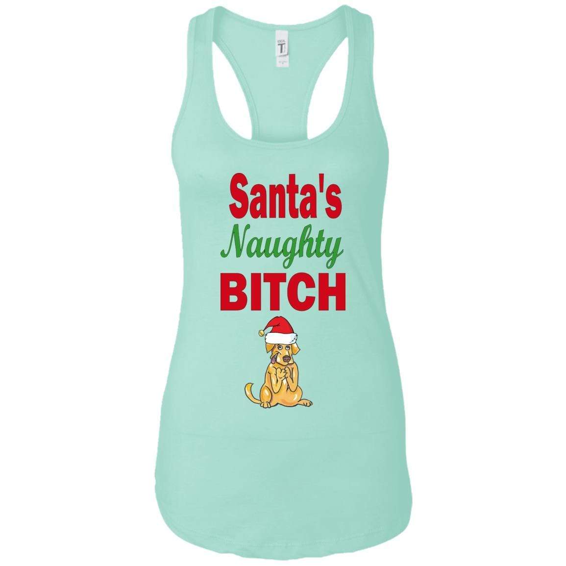 Santa's Naughty Bitch Personalized Racerback Tank Top - Custom Funny Christmas Gift for Women - Perfect for Holiday Parties & Festive Outfits