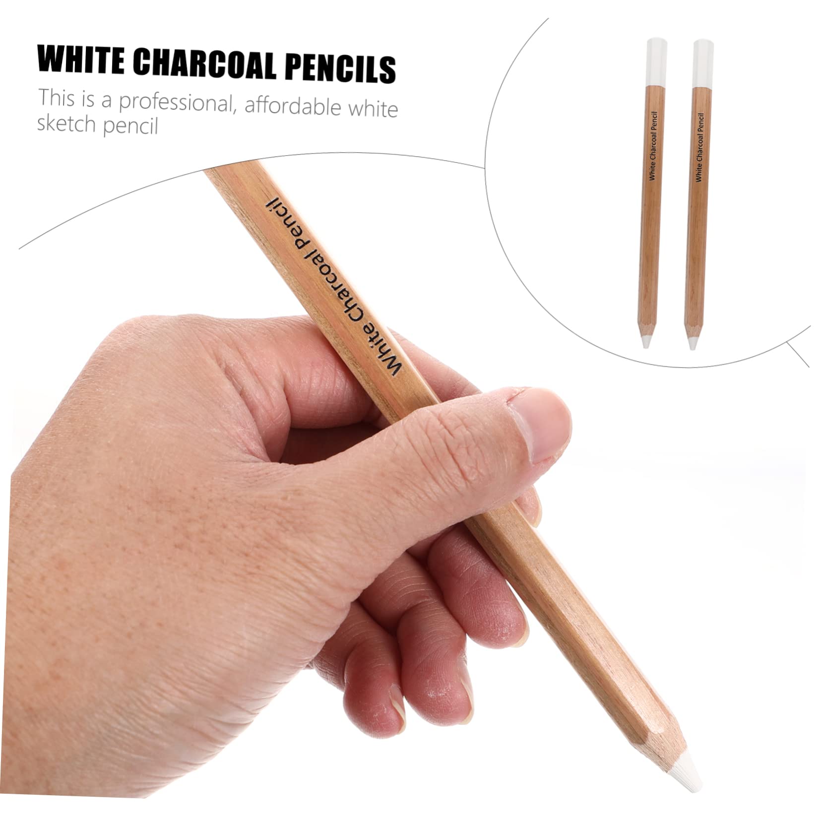 TEHAUX 3-Pack White Charcoal Pencils for Artists & Students - Sketching & Shading