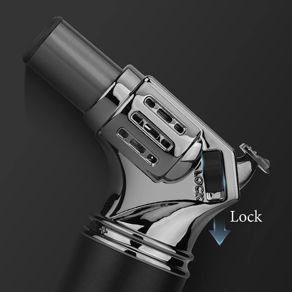 Windproof Cigar Lighter - Adjustable Single Flame Refillable Torch for Outdoor & Smoking