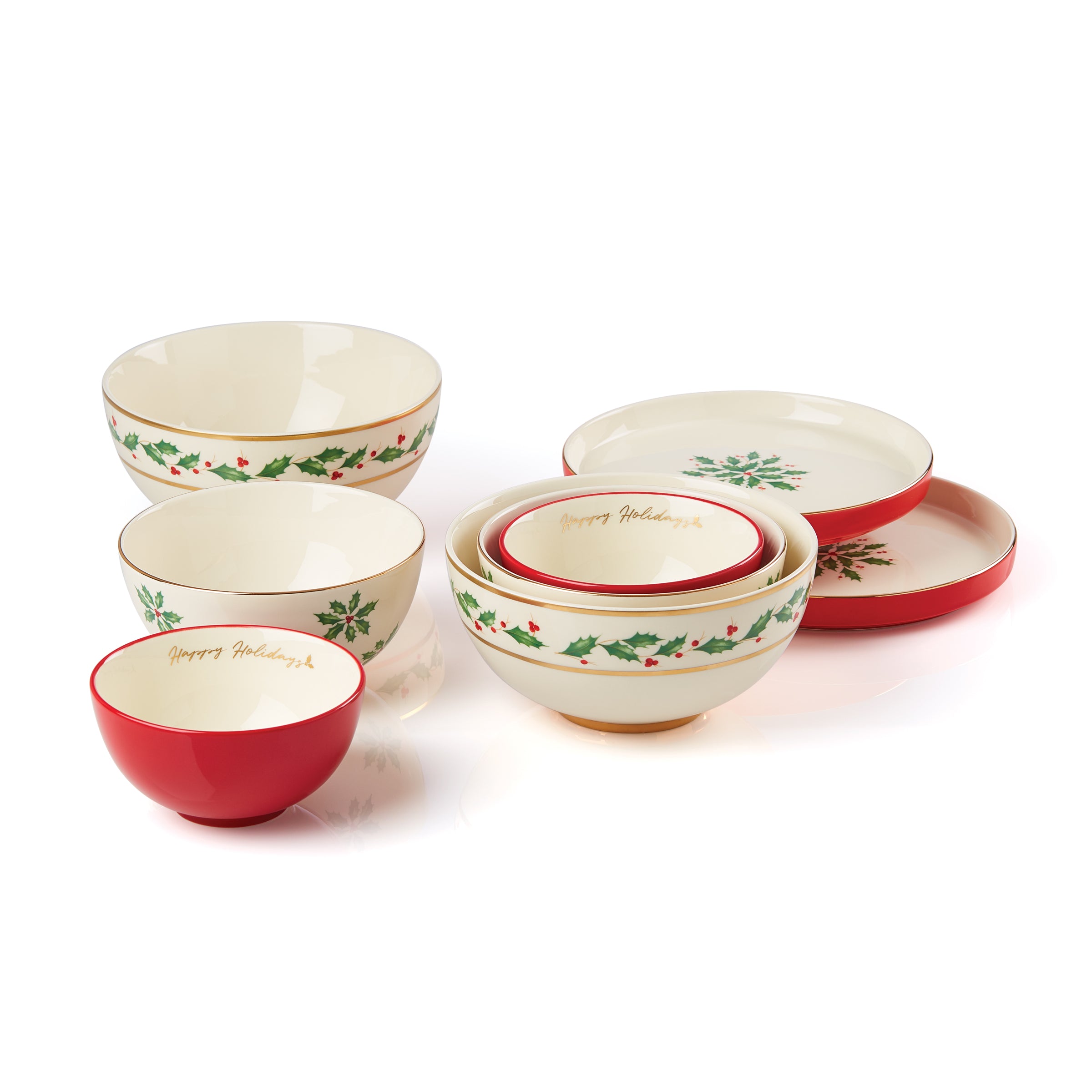 8-Piece Nesting Dinnerware Set for Holiday & Everyday Use - Space-Saving Dishware for Parties, Camping & Small Kitchens