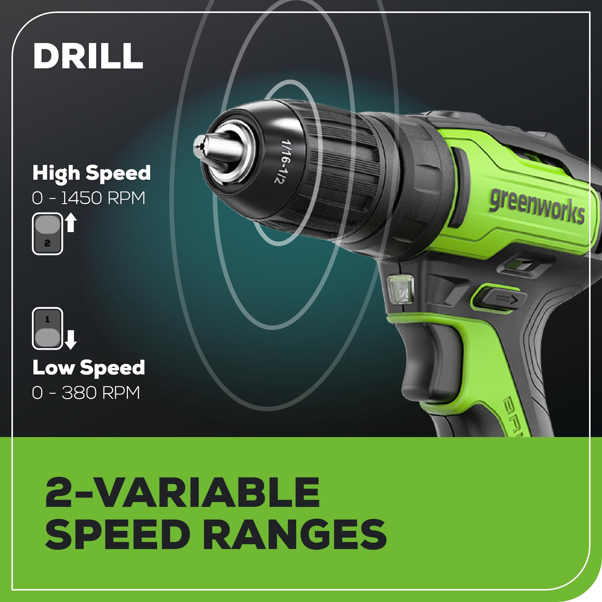 Greenworks 24V Brushless Cordless Drill and Impact Driver Combo Kit - 1/2