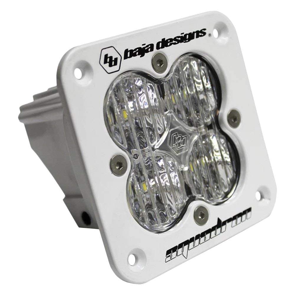 Baja Designs Squadron Sport Flush Mount LED Auxiliary Light Pod - Super Bright Off Road LED Lights for Trucks & SUVs - Waterproof Driving Headlights with Wide Cornering Pattern (White/Clear) - Perfect for Night Off-Roading, Camping & Trail Adventures
