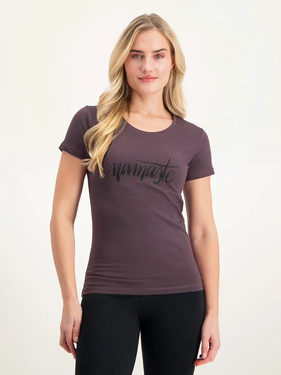 Urban Goddess Namaste Core Yoga Tee - Soft Berry Color Yoga Shirt for Women | Perfect for Yoga, Meditation & Workout