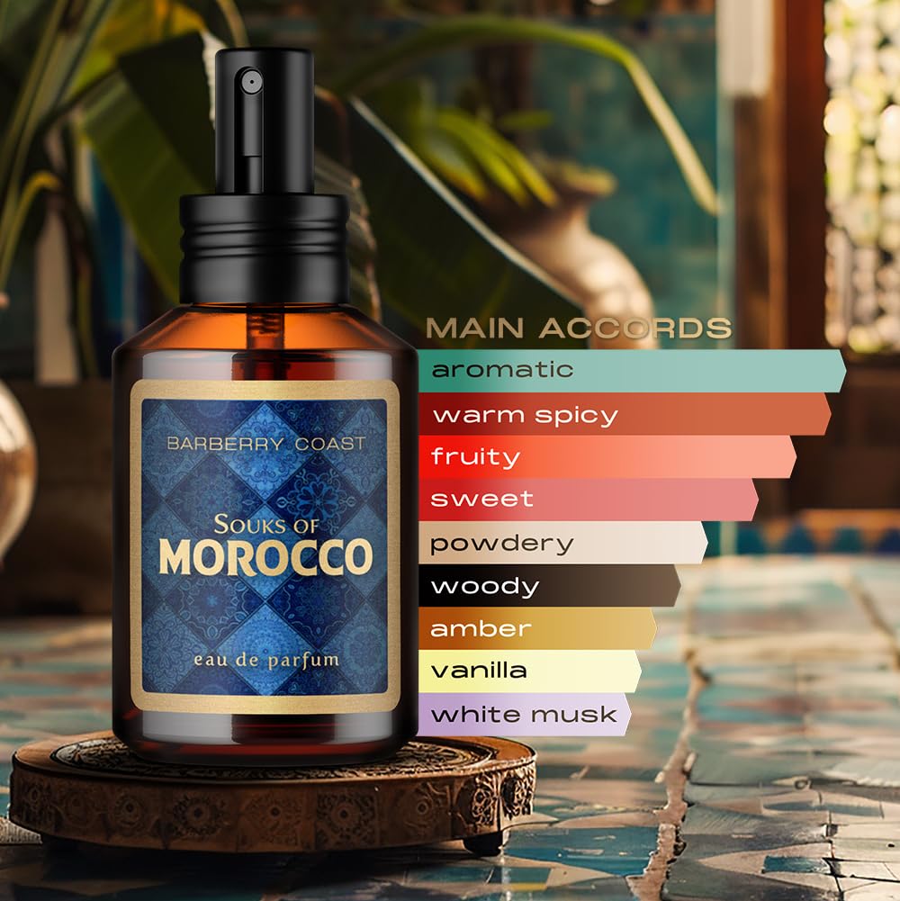 Barberry Coast Souks Of Morocco Eau de Parfum for Men - 2oz/60ml Luxury Cologne | Long-Lasting Fragrance for Date Night & Special Occasions