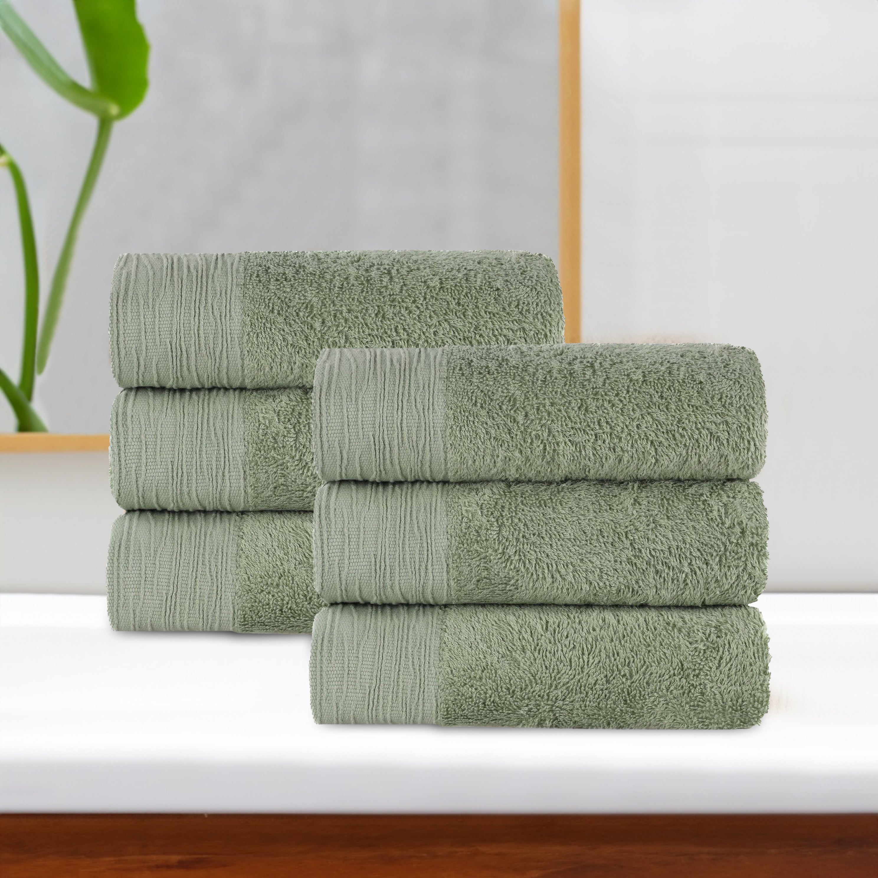 6-Pack Eco-Friendly Rayon Bamboo Hand Towels - Soft, Absorbent & Sustainable for Kitchen, Bathroom & Spa Use