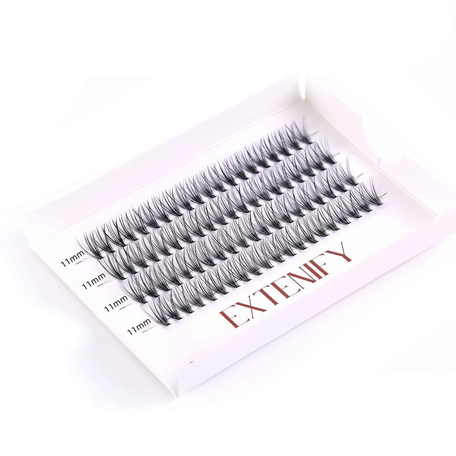 EXTENIFY Soft DIY False Eyelashes - 0.07mm Ultra Thin, 20 Roots 80 Clusters, C Curl 11mm Natural Looking Individual Eyelash Extensions for Home Use - Perfect for Weddings, Parties & Daily Makeup Enhancement