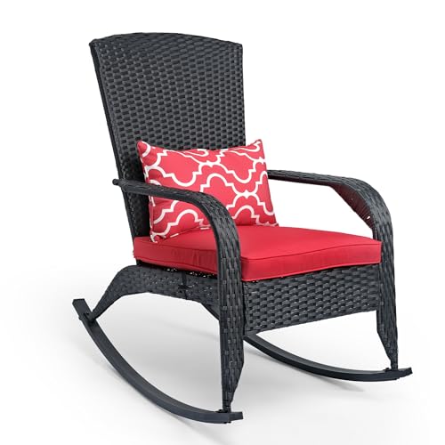 Black Rattan+ Red Cushion