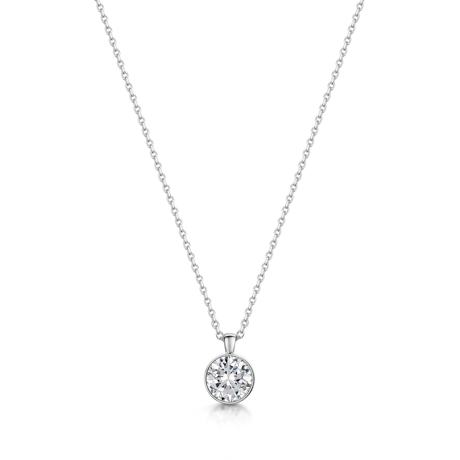 18K White Gold 0.70ct F/G SI Brilliant Cut Diamond Solitaire Pendant Necklace - Perfect for Anniversary Gifts & Special Occasions