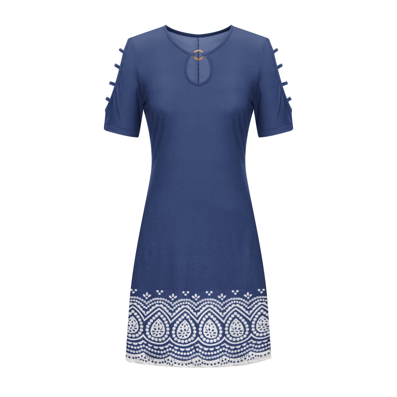 Women's Floral Print Cold Shoulder Summer Dress 2022 | Casual A-Line Boho T-Shirt Midi Sundress for Spring & Summer | Perfect for Beach Vacations, Date Nights & Outdoor Parties