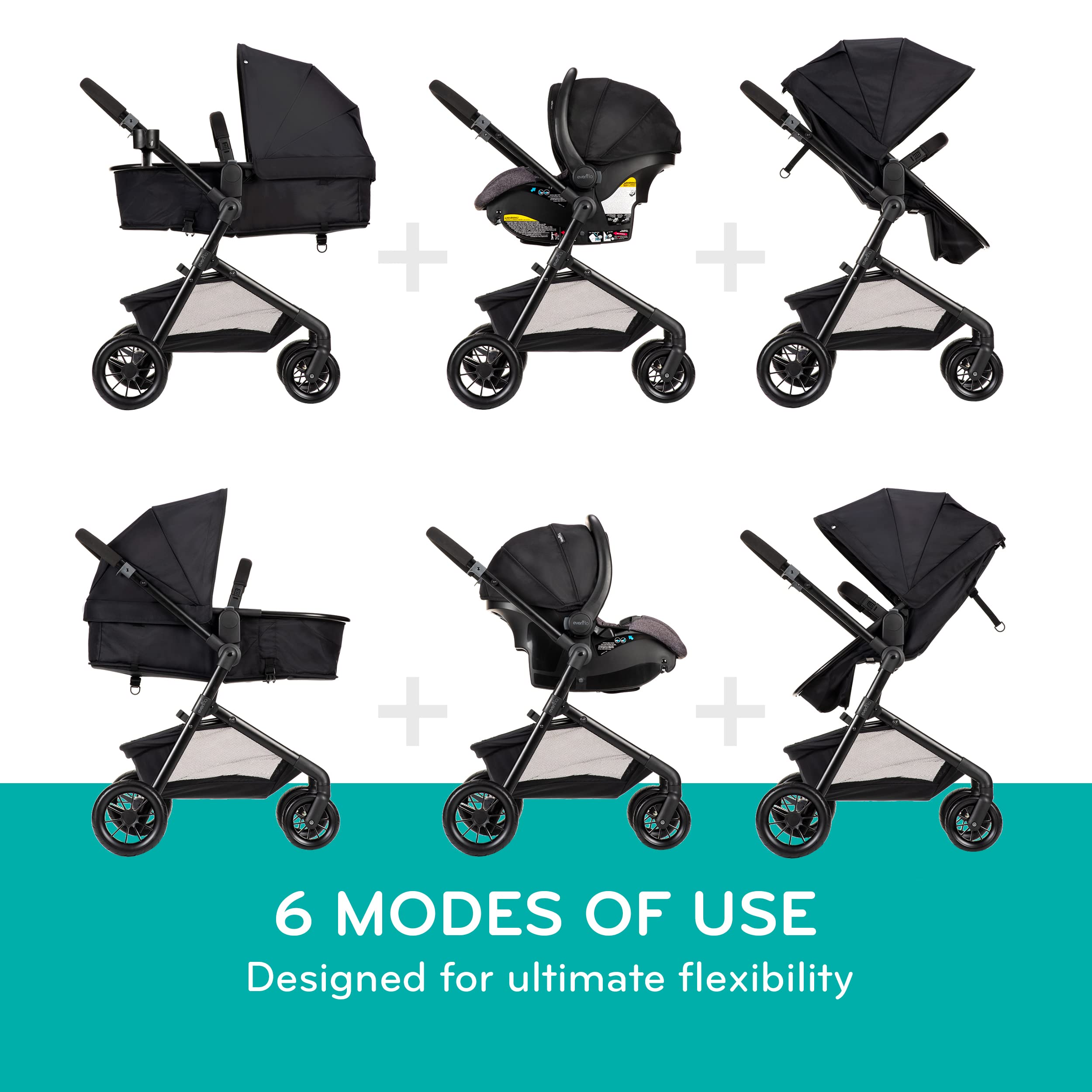 Evenflo Pivot Modular Travel System with LiteMax Infant Car Seat - Anti-Rebound Bar, Lightweight & Safe for Newborns (Dusty Rose Pink) | Perfect for Strolling, Shopping & Family Outings