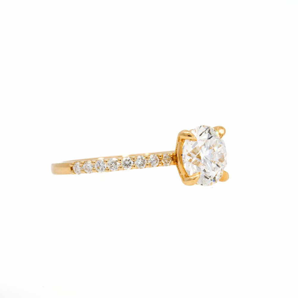 Exquisite Diamond Solitaire Ring with Diamond Pave Semi Eternity Band - Perfect for Engagement, Wedding & Anniversary Gifts