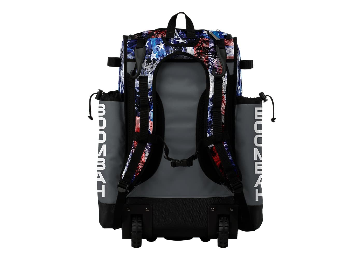 Boombah Superpack Hybrid Rolling Bat Bag - USA Allegiance Bat Pack Black/Red/White - Wheeled & Backpack Style for Baseball & Softball Players - Perfect for Travel, Games & Practice