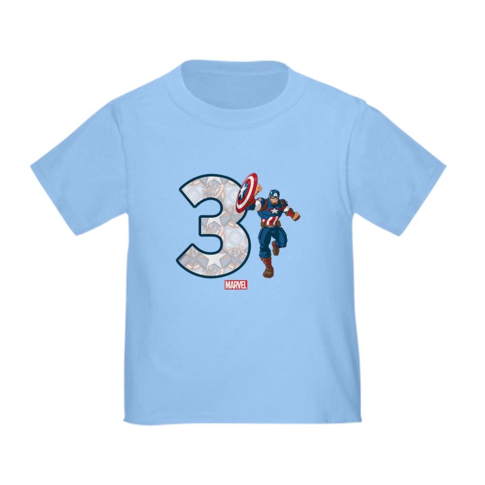 Captain America Birthday T-Shirt for 3 Year Old Toddler | Superhero Kids Tee for Birthday Party & Casual Wear