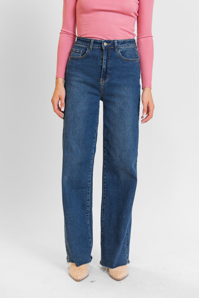 Kelsea Dark Wash Wide Leg Tall Jeans for Women - High Waisted Stretch Denim Pants - Comfortable & Stylish for Casual Wear, Office, and Night Out