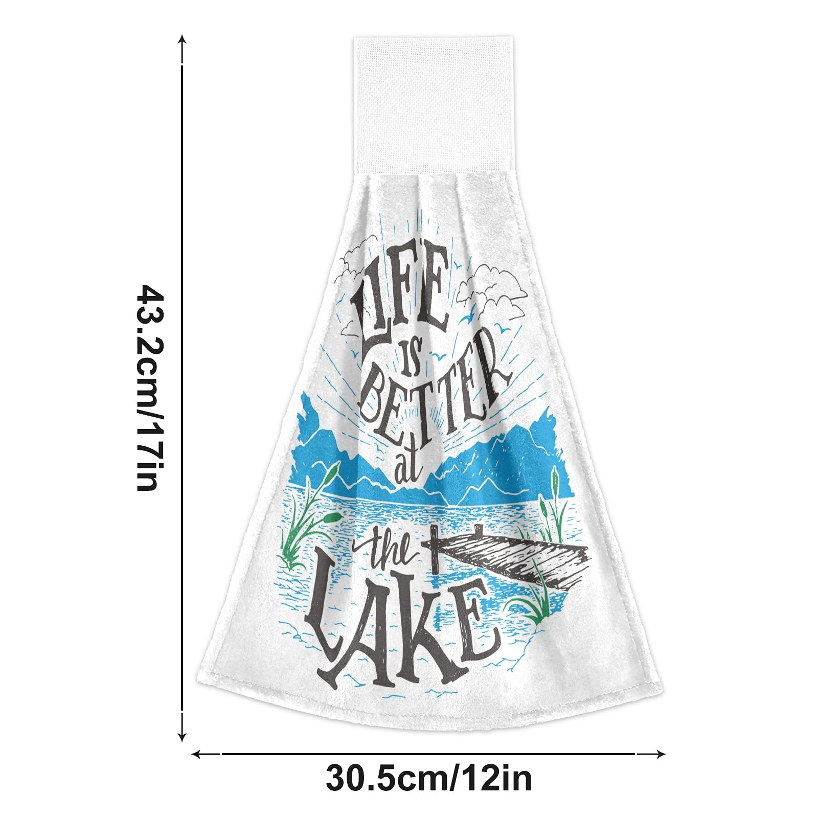 Premium Hanging Kitchen Towels Set of 2 - Absorbent Lake-Themed Dish Cloths & Bar Mugs Tea Towels for Kitchen, Bathroom Decor | Perfect for Drying Dishes, Cleaning Countertops, and Adding Rustic Charm to Your Home