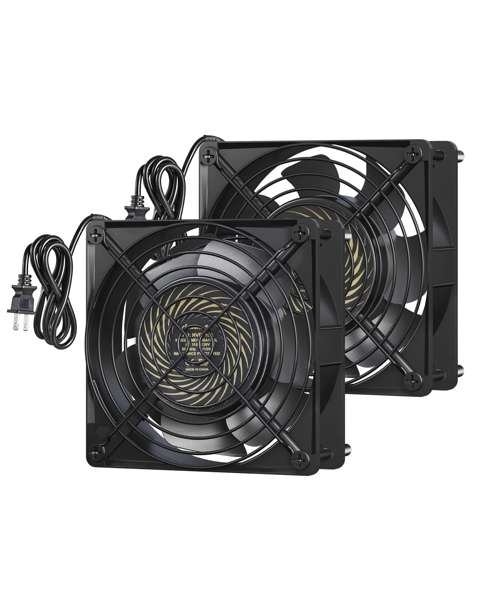 DEWENWILS 2 Pack 120V AC Waterproof Exhaust Fan - 120mm 18W 2850RPM 90CFM Cooling Fan for Refrigerator, PC Case, Compressor Engine, Generator - UL Listed - Perfect for Home, Garage & Workshop Ventilation