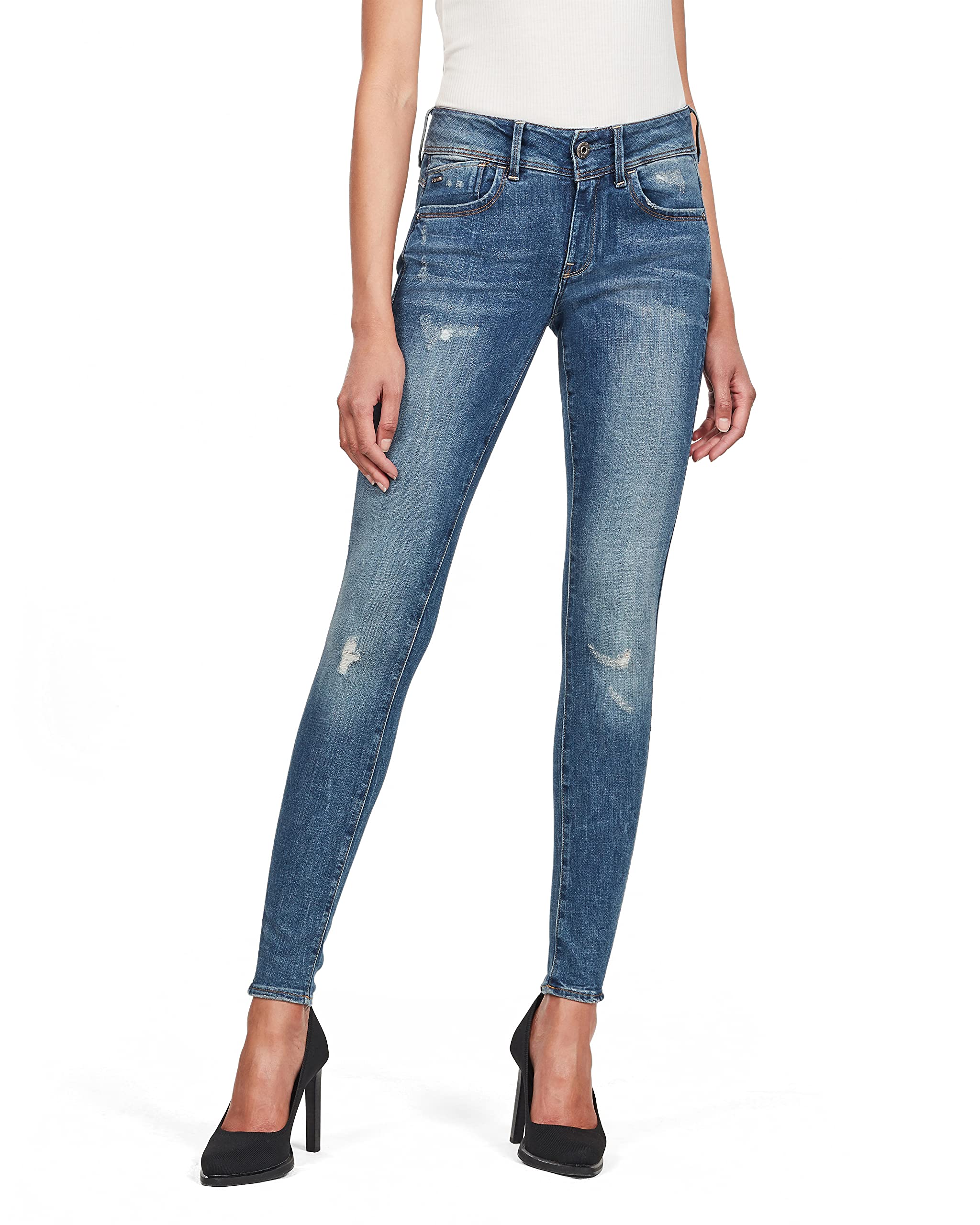 G-STAR RAW Women's Lynn Mid Super Skinny Jeans - High Waist Stretch Denim Pants for Casual Wear & Night Out | Trendy Slim Fit Jeans for Women