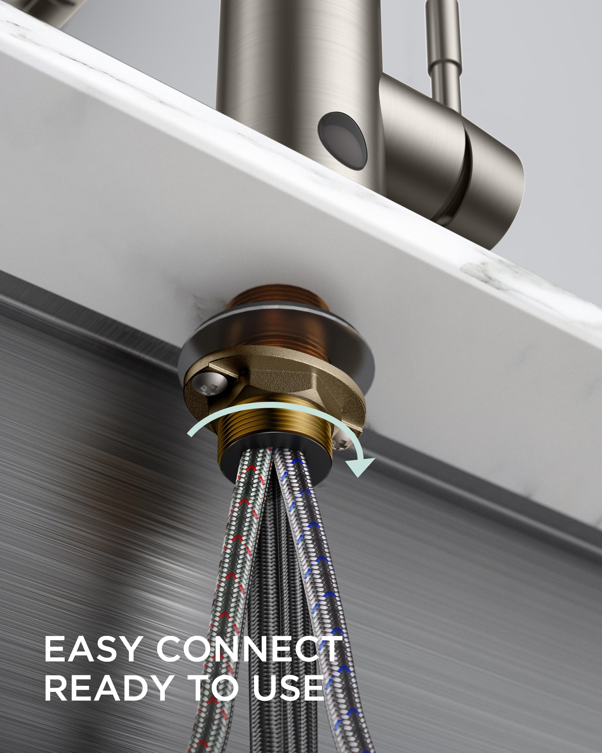 FORIOUS Touchless Kitchen Faucet Brushed Nickel - Smart Motion Sensor Hands-Free Faucet with Pull Down Sprayer | Commercial & Home Use for Farmhouse, RV, Camper, Laundry Room (Easy Installation & Water Saving)