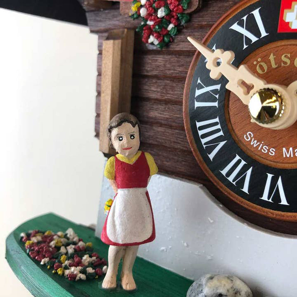 Heidi and Chicken Chalet Cuckoo Clock - Traditional German Wooden Wall Clock with Moving Figures - Perfect for Home, Office & Cabin Decor