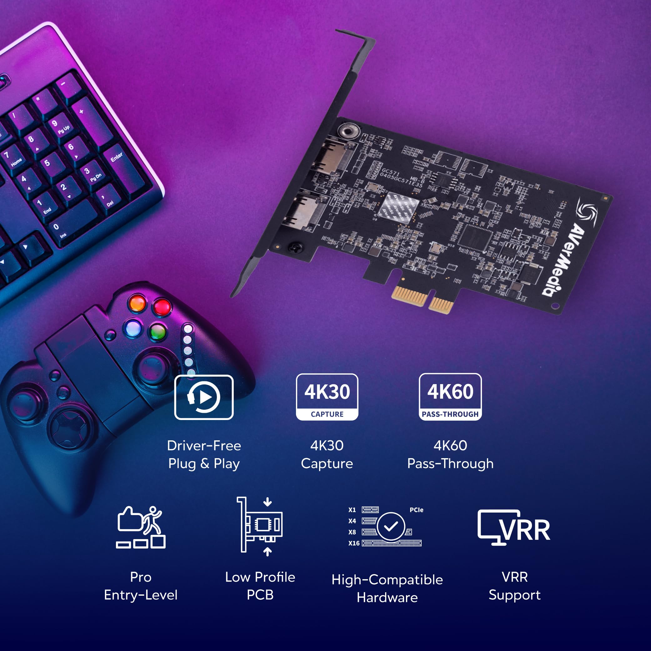 AVerMedia GC571 Live Streamer Ultra HD 4K60 HDMI Capture Card for PS5, PS4 Pro, Xbox Series X/S, Xbox One X & Nintendo Switch - Ultra-Low Latency Streaming & Gaming Device for Professional Content Creators & Gamers - Perfect for Twitch, YouTube Live & Esports Broadcasting