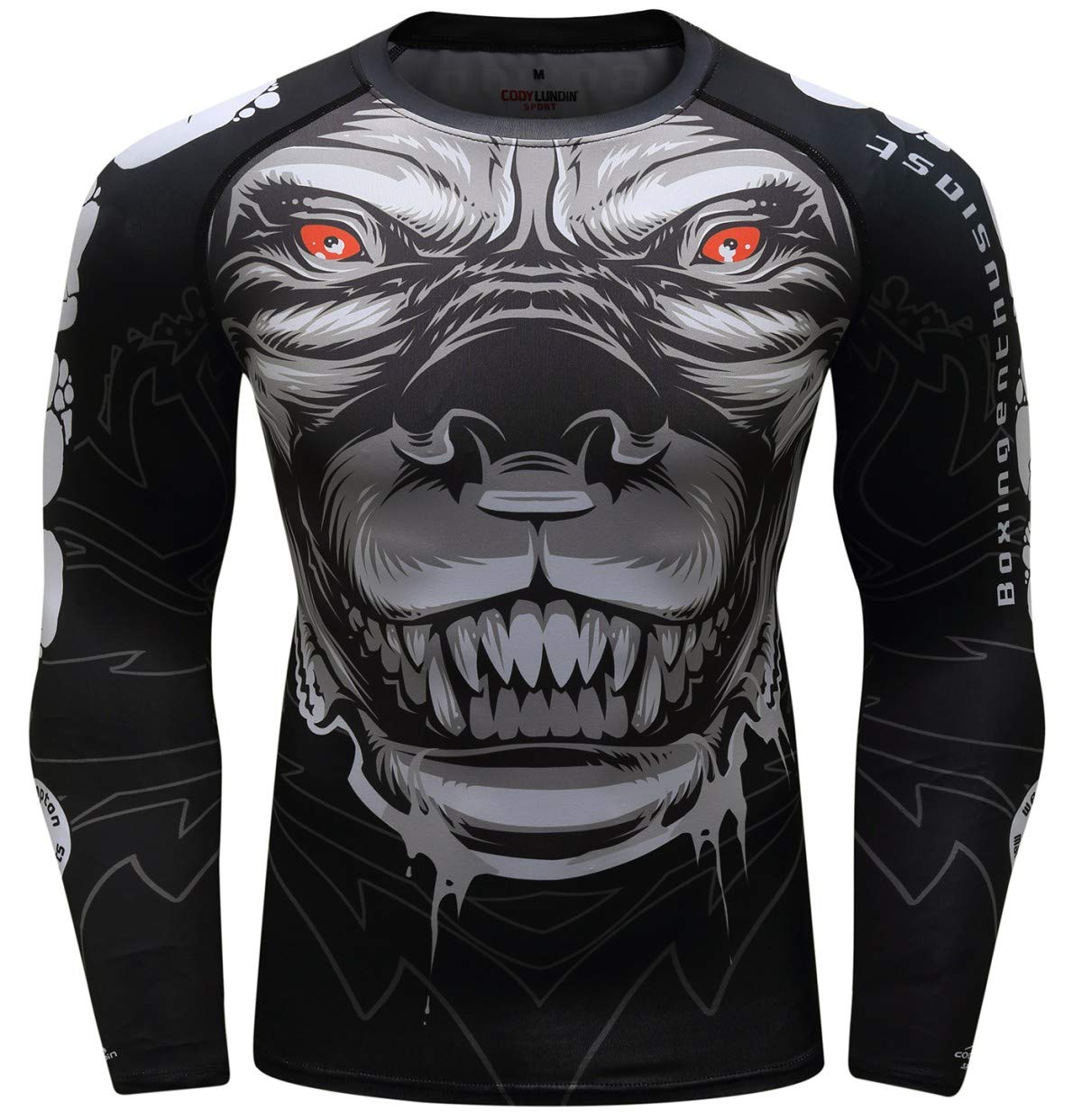 Red Plume Men's Compression Tights & Digital Print Sports T-Shirt - Moisture Wicking Workout Outfit for Running, Gym & Fitness Training