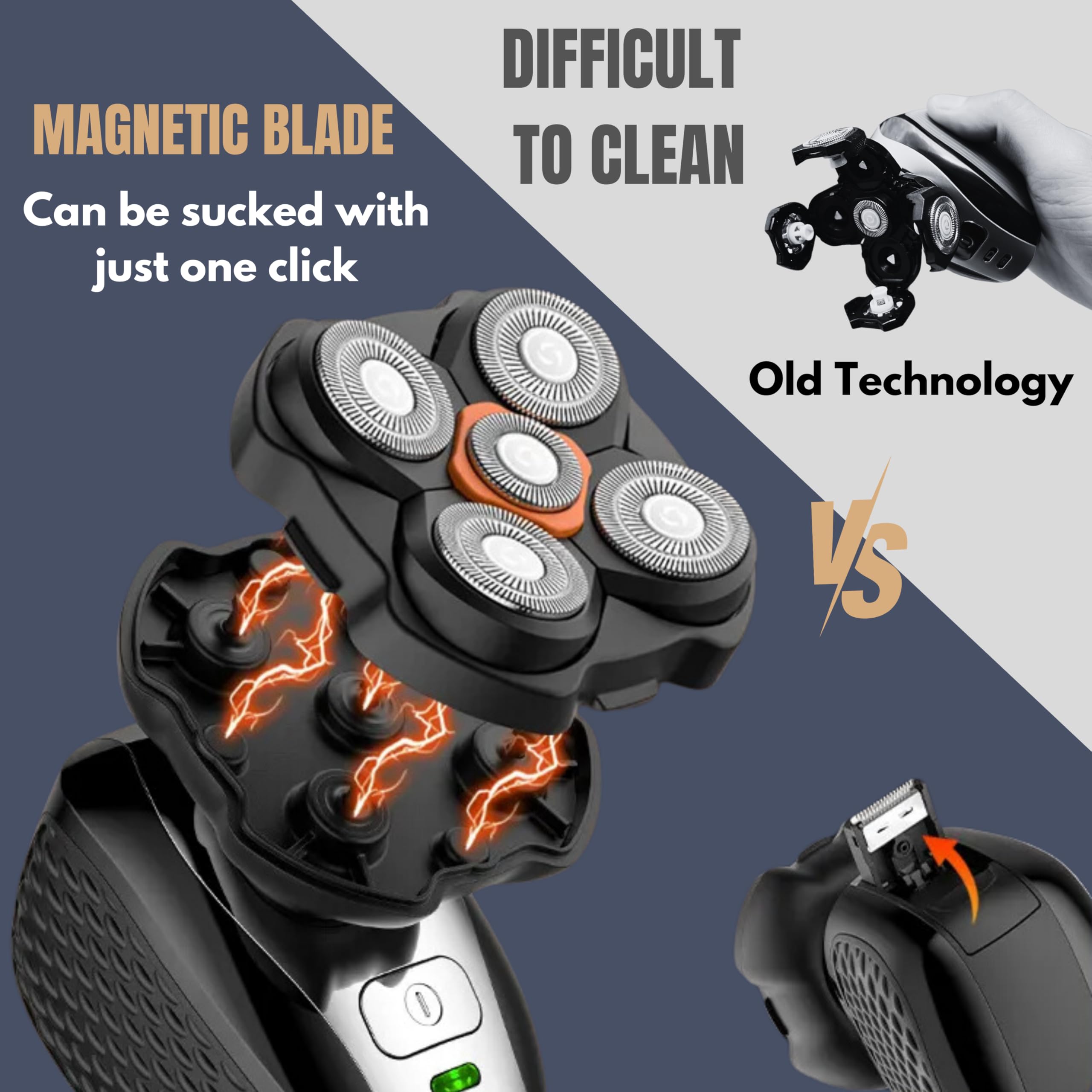 Premium Electric Head Shaver for Men - 6-in-1 Multifunctional Body Groomer with Manscaping Ball Trimmer, Waterproof & Easy Clean Design - Perfect for Head Shaving, Beard Trimming & Full Body Grooming at Home or Travel